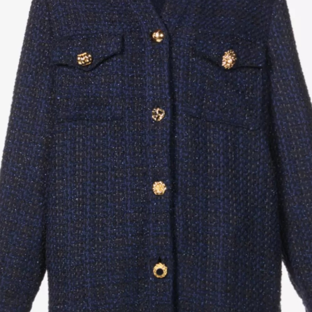 NWT Pinko Valerie stretch-knit cardigan navy blue/black with gold buttons size M